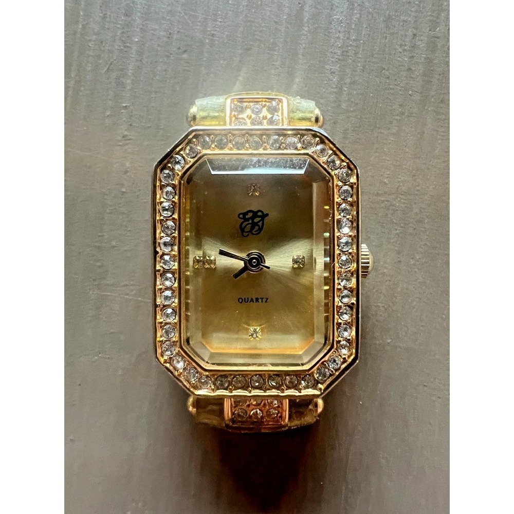 Elizabeth Taylor Vintage Watch Face Only‎ Rhinestone Bezel Gold Tone Hollywood